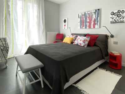 Bedroom with contemporary art