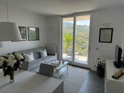 
Living room with comfortable double sofa bed